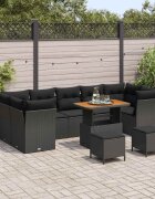 vidaXL Градински Софа Комплект 10 pcs Черно полиратан
