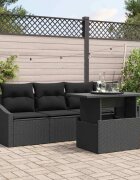 vidaXL Градински Софа Комплект 5 бр. Черно 100 x 55 x 73 см полиратан