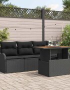 vidaXL Градински Софа Комплект 5 бр. Черно 100 x 55 x 73 см полиратан
