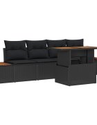 vidaXL Градински Софа Комплект 5 бр. Черно 100 x 55 x 73 см полиратан