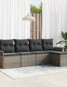 vidaXL Градински Софа Комплект 5 бр. Сив полиратан