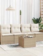 vidaXL Градински Софа Комплект 5 pcs 4-Seater Бежов и кремав полиратан