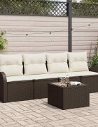 vidaXL Градински Софа Комплект 5 pcs 4-Seater Кафяво и кремаво