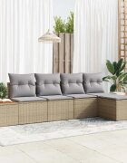 vidaXL Градински Софа Комплект 6 бр. 5-Брой места Бежов и Светло Сив