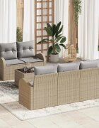 vidaXL Градински Софа Комплект 6 бр. 5-Брой места Бежово и сиво