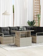 vidaXL Градински Софа Комплект 6 бр. 5-Брой места Светлосиво полиратан