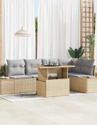 vidaXL Градински Софа Комплект 6 бр. Бежово 100 x 55 x 73 см полиратан