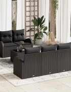 vidaXL Градински Софа Комплект 6 бр. Черно 55 x 55 x 37 см полиратан