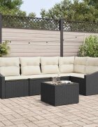 vidaXL Градински Софа Комплект 6 бр. Кафяв и Кремав полиратан