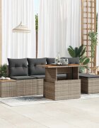 vidaXL Градински Софа Комплект 6 бр. Сив и кафяв