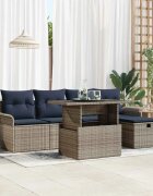 vidaXL Градински Софа Комплект 6 бр. Сив полиратан