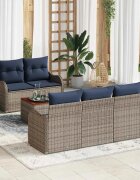 vidaXL Градински Софа Комплект 6 бр. Сив полиратан