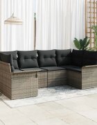 vidaXL Градински Софа Комплект 6 бр. Сив полиратан