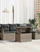 vidaXL Градински Софа Комплект 6 бр. Сив полиратан