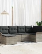vidaXL Градински Софа Комплект 6 бр. Светлосиво полиратан