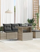 vidaXL Градински Софа Комплект 6 бр. Светлосиво полиратан