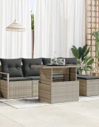 vidaXL Градински Софа Комплект 6 бр. Светлосиво полиратан