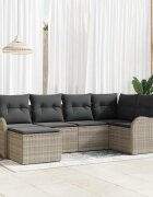 vidaXL Градински Софа Комплект 6 pcs Светлосиво Полиратан