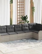 vidaXL Градински Софа Комплект 6 pcs Светлосиво Полиратан
