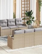 vidaXL Градински Софа Комплект 7 бр. Бежово 55 x 55 x 37 см полиратан