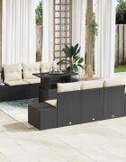 vidaXL Градински Софа Комплект 7 бр. Черен и кремав 100 x 55 x 73 см