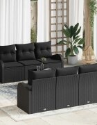 vidaXL Градински Софа Комплект 7 бр. Черно 55 x 55 x 37 см полиратан