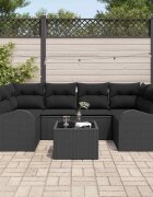 vidaXL Градински Софа Комплект 7 бр. Черно 55 x 55 x 37 см полиратан