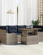 vidaXL Градински Софа Комплект 7 бр. Сив и тъмен син 100 x 55 x 73 см