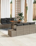 vidaXL Градински Софа Комплект 7 бр. Сиво полиратан