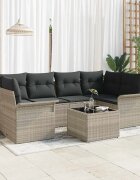 vidaXL Градински Софа Комплект 7 pcs 6-Seater Светло сиво и тъмно сиво