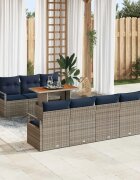 vidaXL Градински Софа Комплект 8 бр. 7-Брой места Сив и син