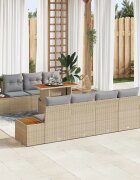 vidaXL Градински Софа Комплект 8 бр. Бежово Полиратан