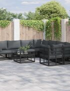 vidaXL Градински Софа Комплект 8 бр. Черно Стомана
