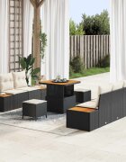 vidaXL Градински Софа Комплект 8 pcs 7-Seater Черен и кремав