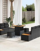 vidaXL Градински Софа Комплект 8 pcs 7-Seater Черно