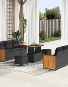 vidaXL Градински Софа Комплект 9 бр. 8-Брой места Черно