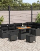 vidaXL Градински Софа Комплект 9 бр. 8-Брой места Черно