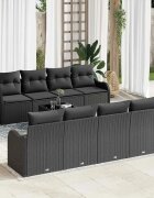 vidaXL Градински Софа Комплект 9 бр. 8-Брой места Черно