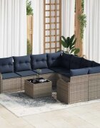 vidaXL Градински Софа Комплект 9 бр. 8-Брой места Сив полиратан