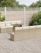 vidaXL Градински Софа Комплект 9 бр. Бежово Полиратан