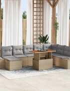 vidaXL Градински Софа Комплект 9 бр. Бежово полиратан