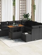 vidaXL Градински Софа Комплект 9 бр. Черен и кафяв