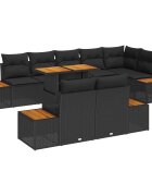 vidaXL Градински Софа Комплект 9 бр. Черен и кафяв