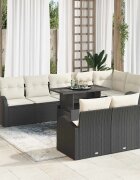 vidaXL Градински Софа Комплект 9 бр. Черен и кремав 100 x 55 x 73 см