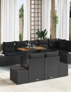 vidaXL Градински Софа Комплект 9 бр. Черно 100 x 55 x 73 см полиратан