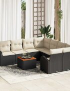 vidaXL Градински Софа Комплект 9 бр. Черно полиратан