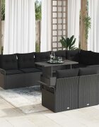 vidaXL Градински Софа Комплект 9 бр. Черно Полиратан