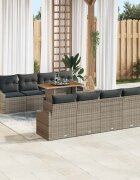 vidaXL Градински Софа Комплект 9 бр. Сив и кафяв