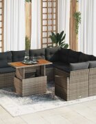vidaXL Градински Софа Комплект 9 бр. Сив и кафяв