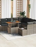 vidaXL Градински Софа Комплект 9 бр. Сив и кафяв